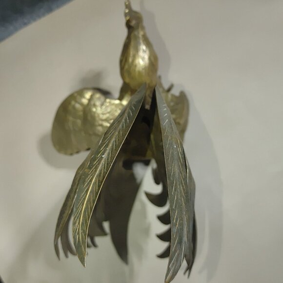 Vintage Brass Rooster Detail Figurine Ornament Intricate Feather Details Metal - Picture 6 of 8
